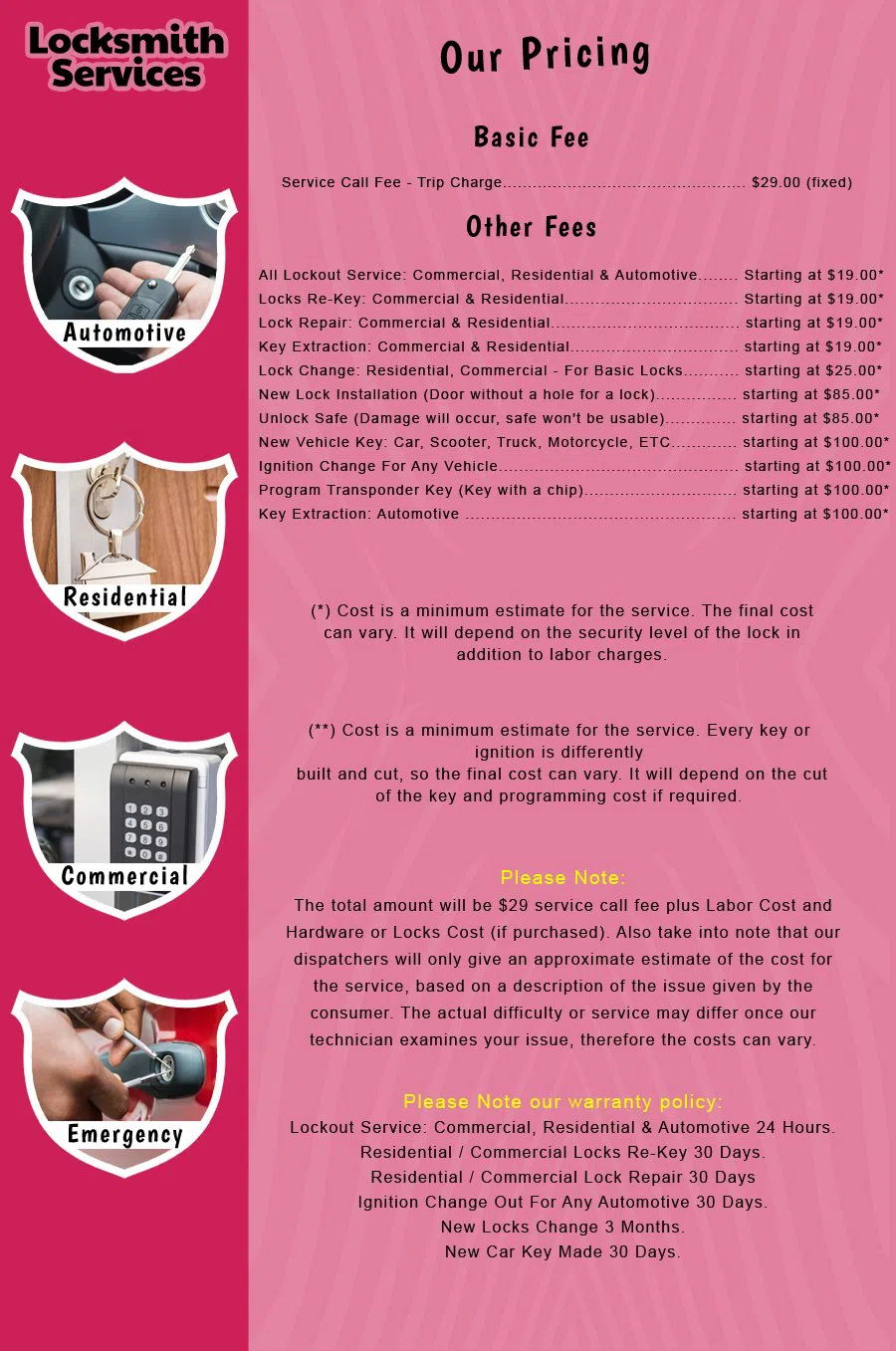 Parsippany NJ Locksmith Store Parsippany, NJ 973-963-4326 - price-list-c-18